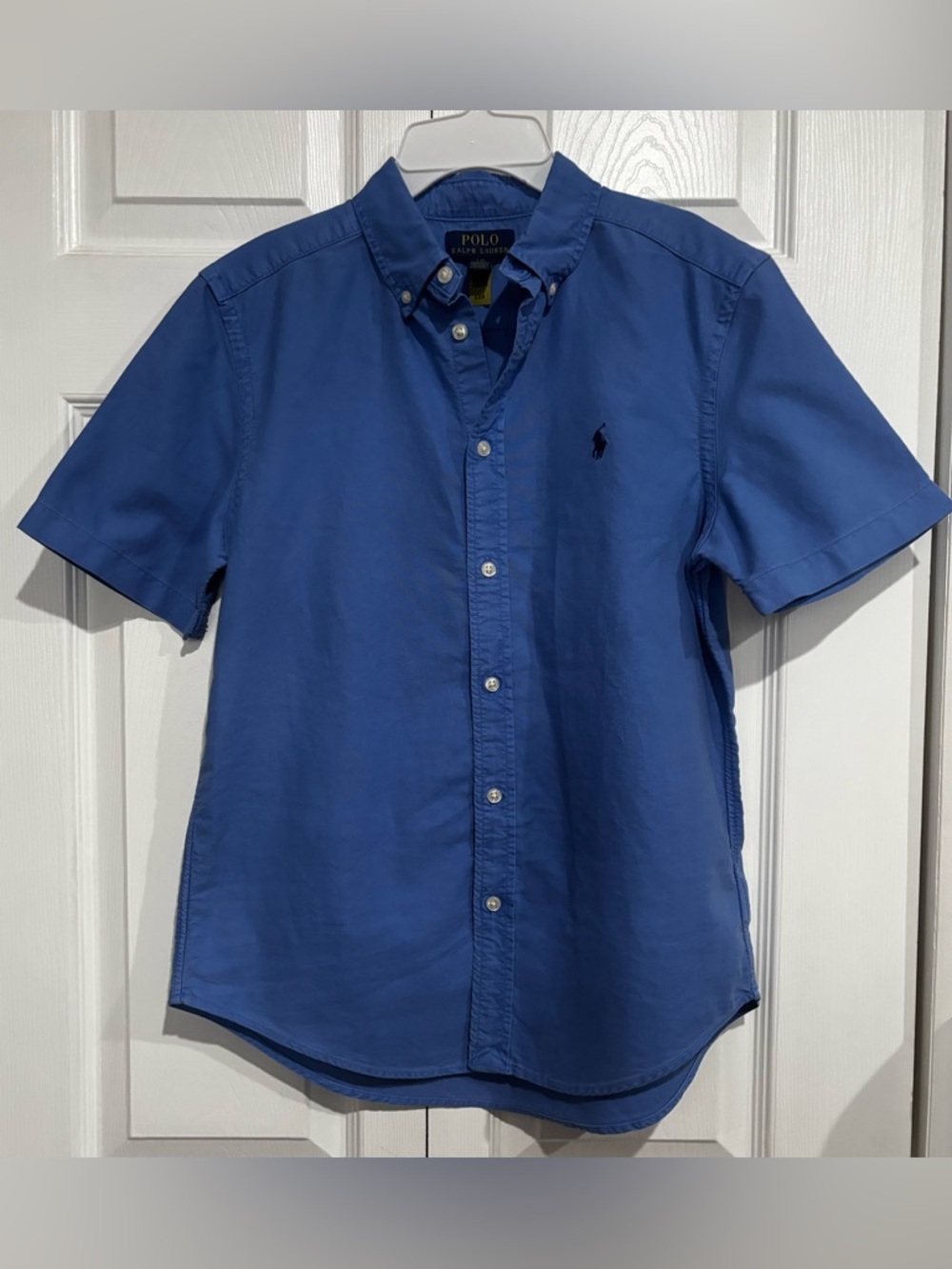 Polo Ralph Lauren Kids Blue Short Sleeve Cotton Twill Button-Down Shirt.
